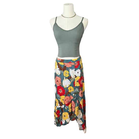 Anthropologie Indigo Rose Floral Midi Skirt Boho Cottagecore Feminine Small - Picture 12 of 13